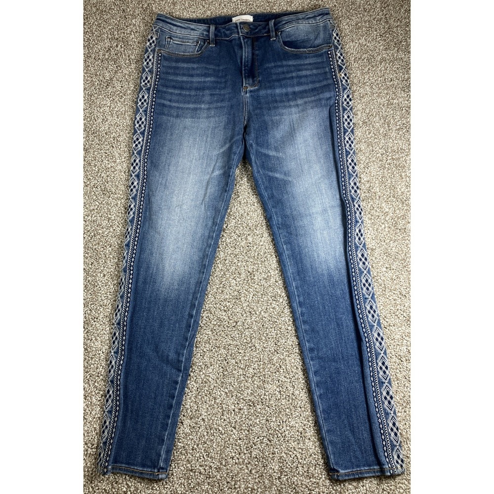 Driftwood Jackie High Rise Blue Jeans Southwestern Embroidered Sz 30 Fits 31x28